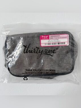 Thirty-One Go-To Snack Box in Charcoal Crosshatch New